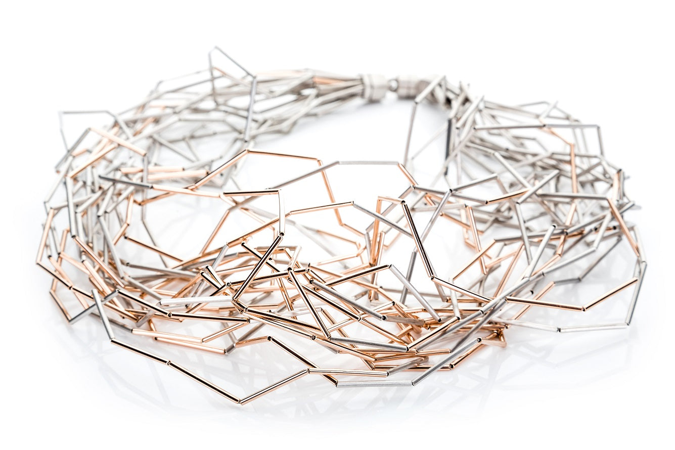 Modern Two Tone Sterling Silver Necklace