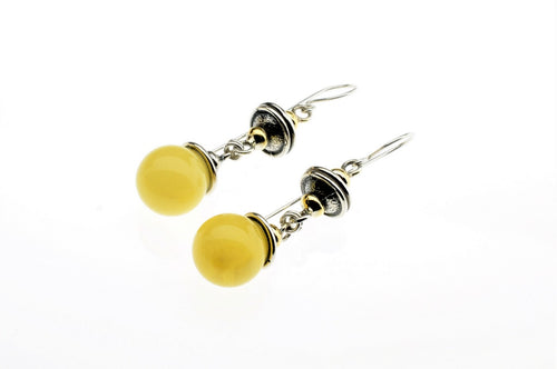 Baltic amber set in sterling silver  and gold plated earrings, one of a kind