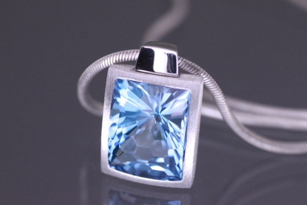 Blue topaz necklace, streling silver