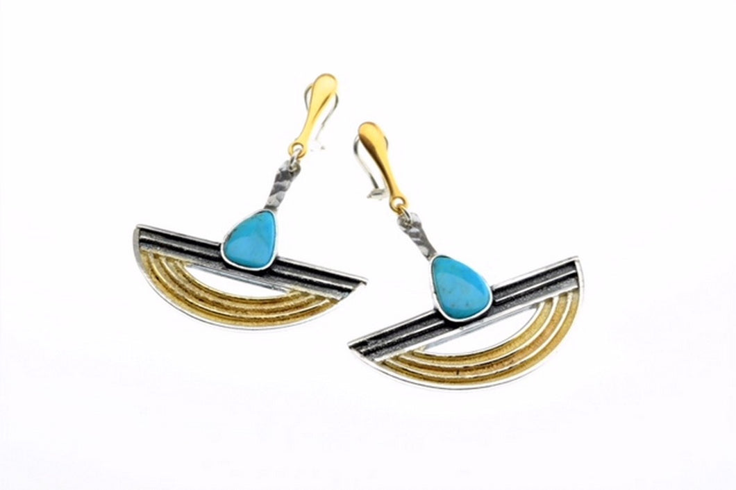 Turquoise Earrings, set in sterling silver and  gold plated,hand made, one of a kind.