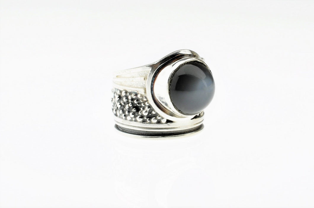 Grey moon stone ring, set in sterling silver, one of a kind
