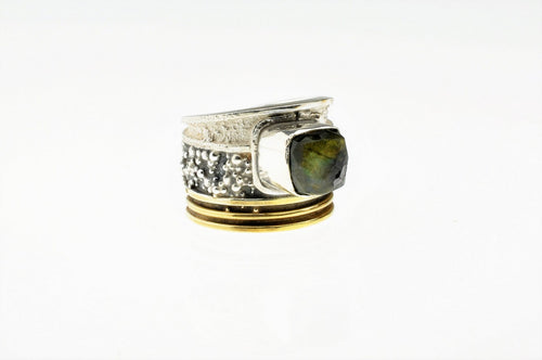 Labradorite ring, sterling silver and gold plated