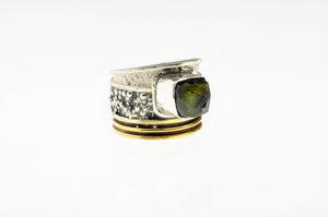 Labradorite ring, sterling silver and gold plated