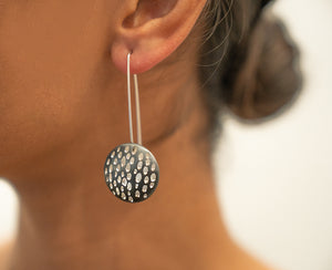 Sterling Silver and Oxidized Disk Earrings