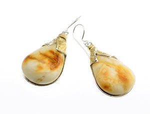 Baltic amber set in sterling silver earrings, one of a kind