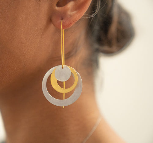 Sterling Silver and Gold Plated Circle Earrings