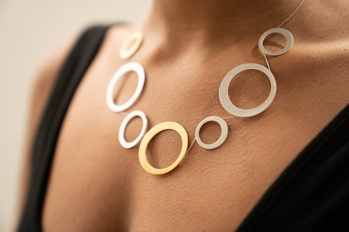 Gold Plated and Silver Circle Necklace